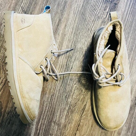 Ugg Burleigh Chukka Boots Men's Tan Suede UGG Plush SZ 14 - Picture 8 of 9